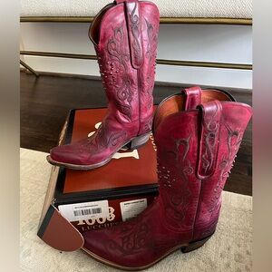 Lucchese 1883 Maddog Goat Red Burnished Cowboy Boot Never Worn in Box